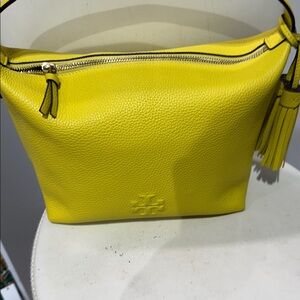 Tory Burch Bright Yellow Pebbled Leather Shoulder Bag